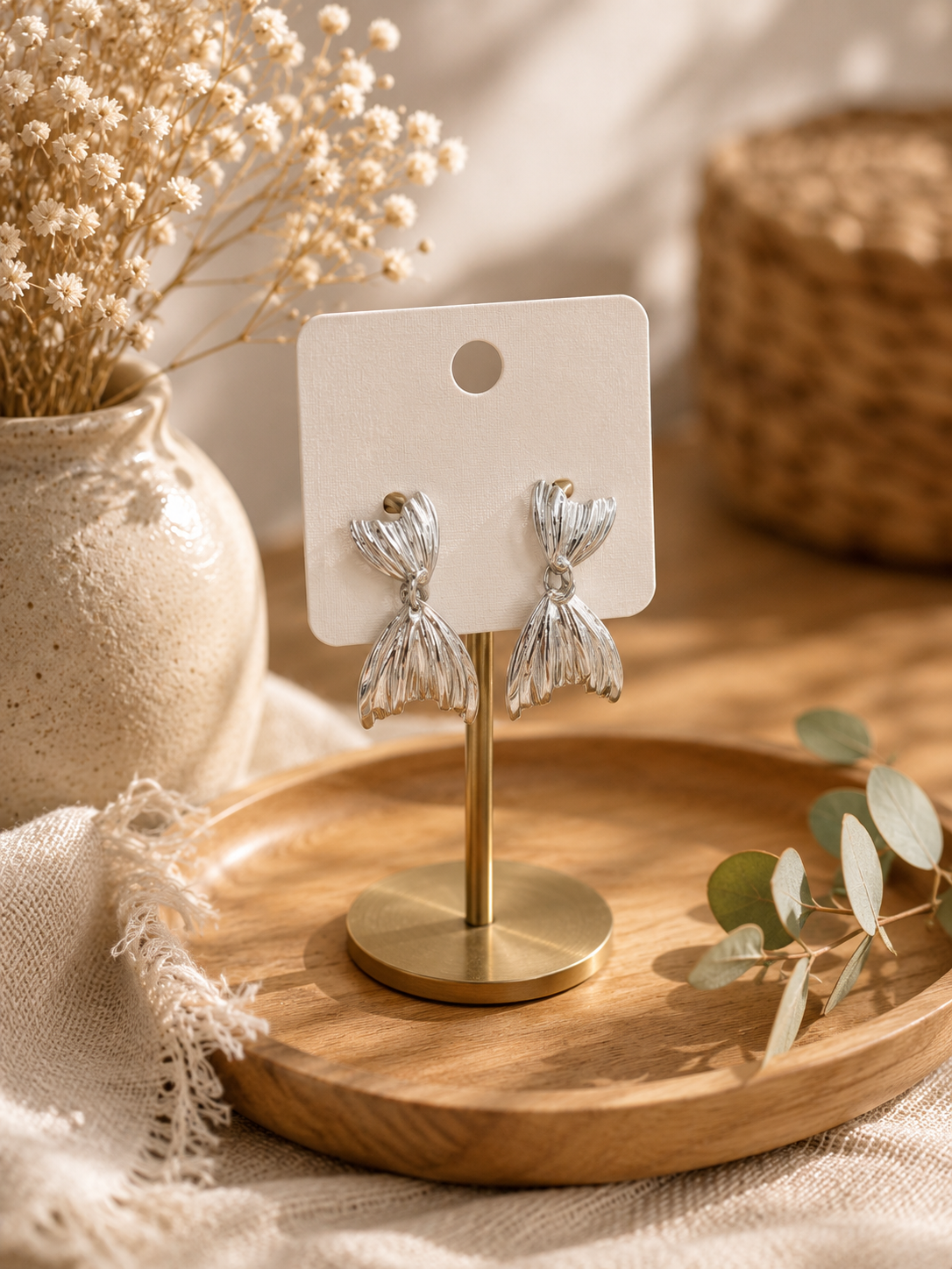 PENDIENTES ACERO COLA BALLENA