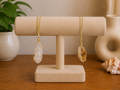 COLLAR ACERO DORADO CUARZO BLANCO/CUARZO CITRINO