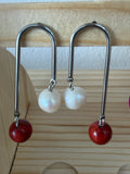 PENDIENTES ACERO PERLAS