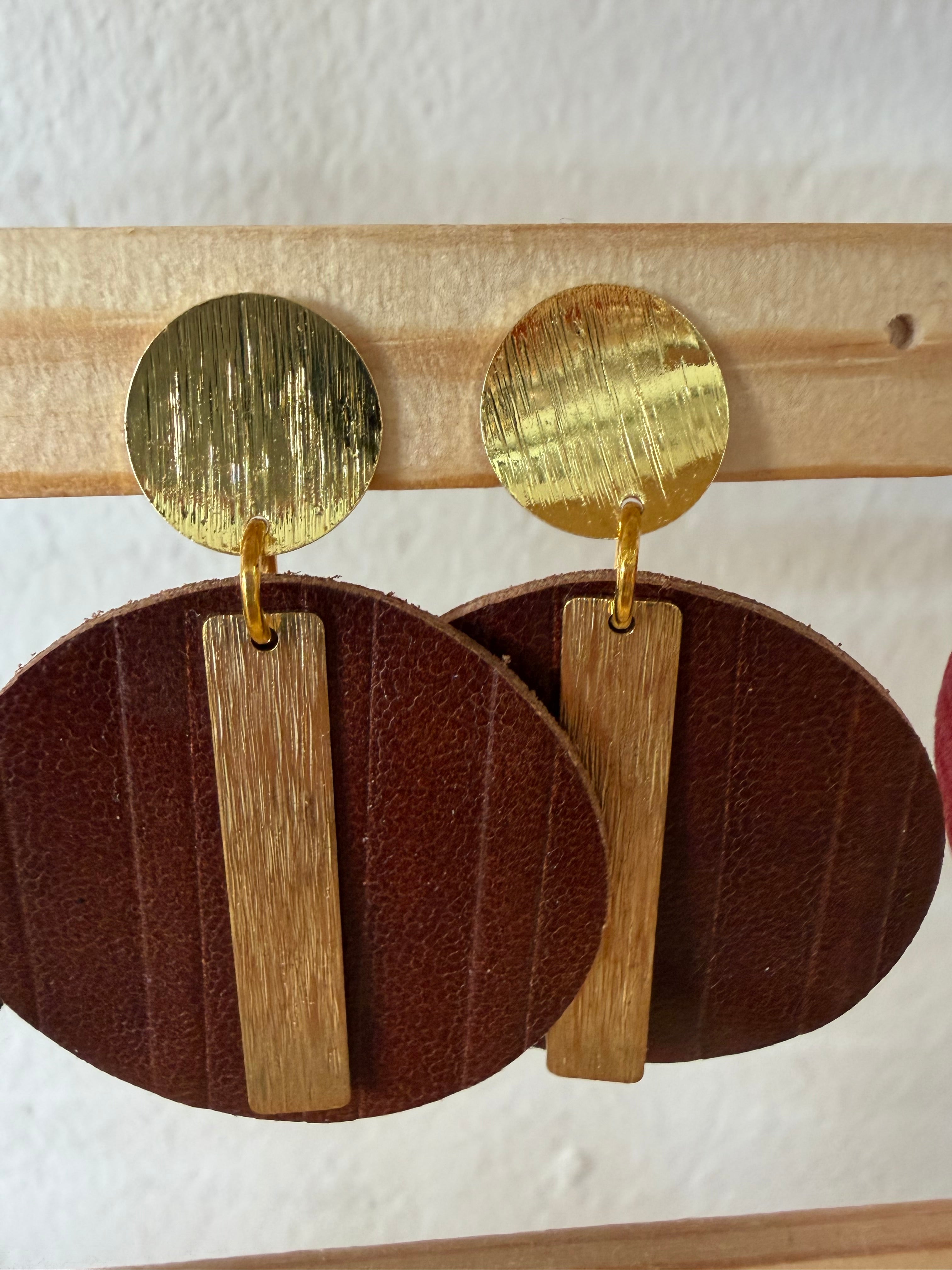 PENDIENTES ACERO Y PIEL