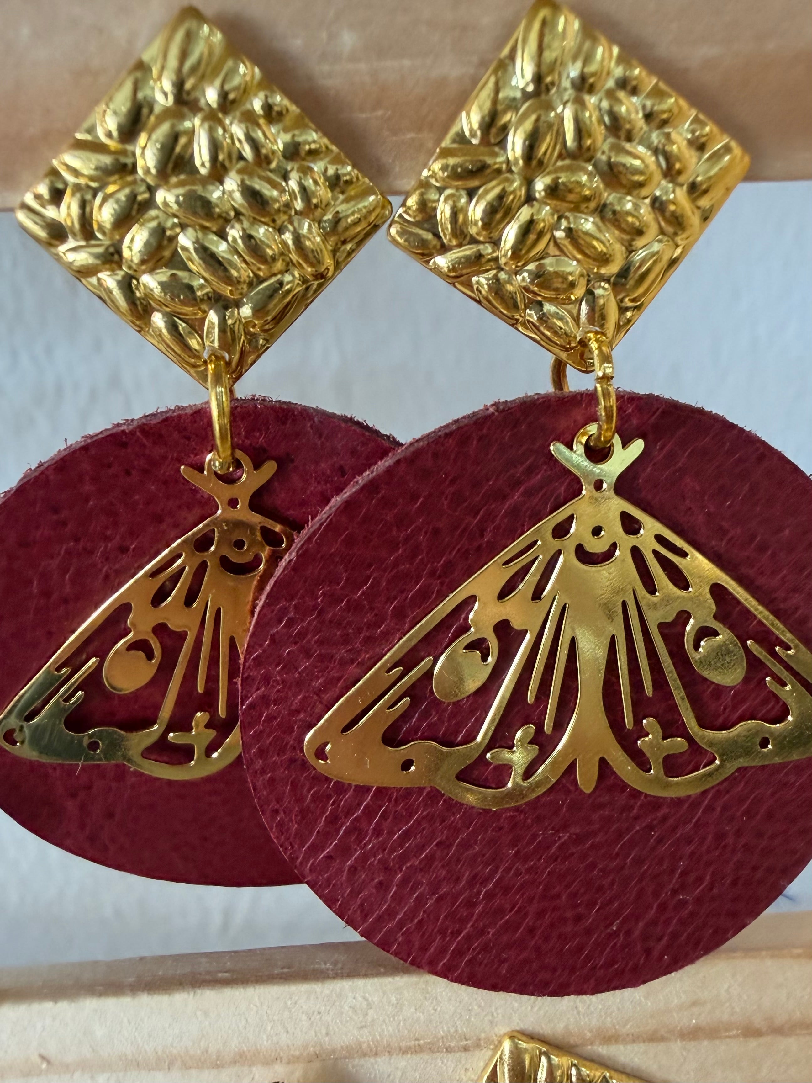 PENDIENTES ACERO Y PIEL