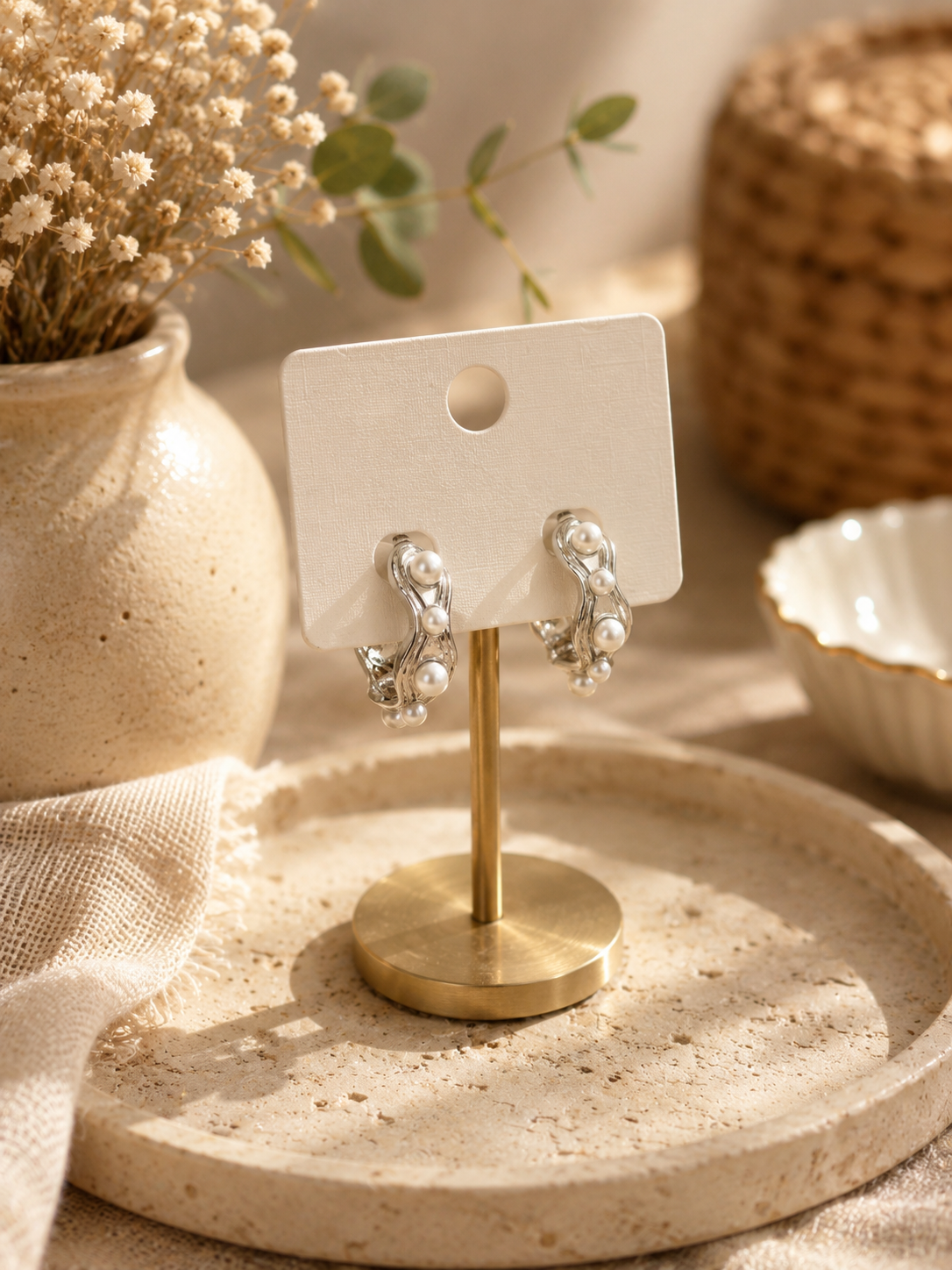 ARGOLLAS ACERO Y PERLAS