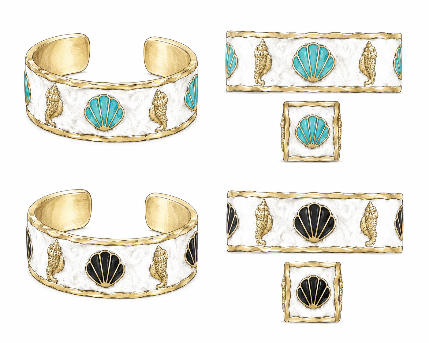 BRAZALETE ACERO DORADO CONCHA