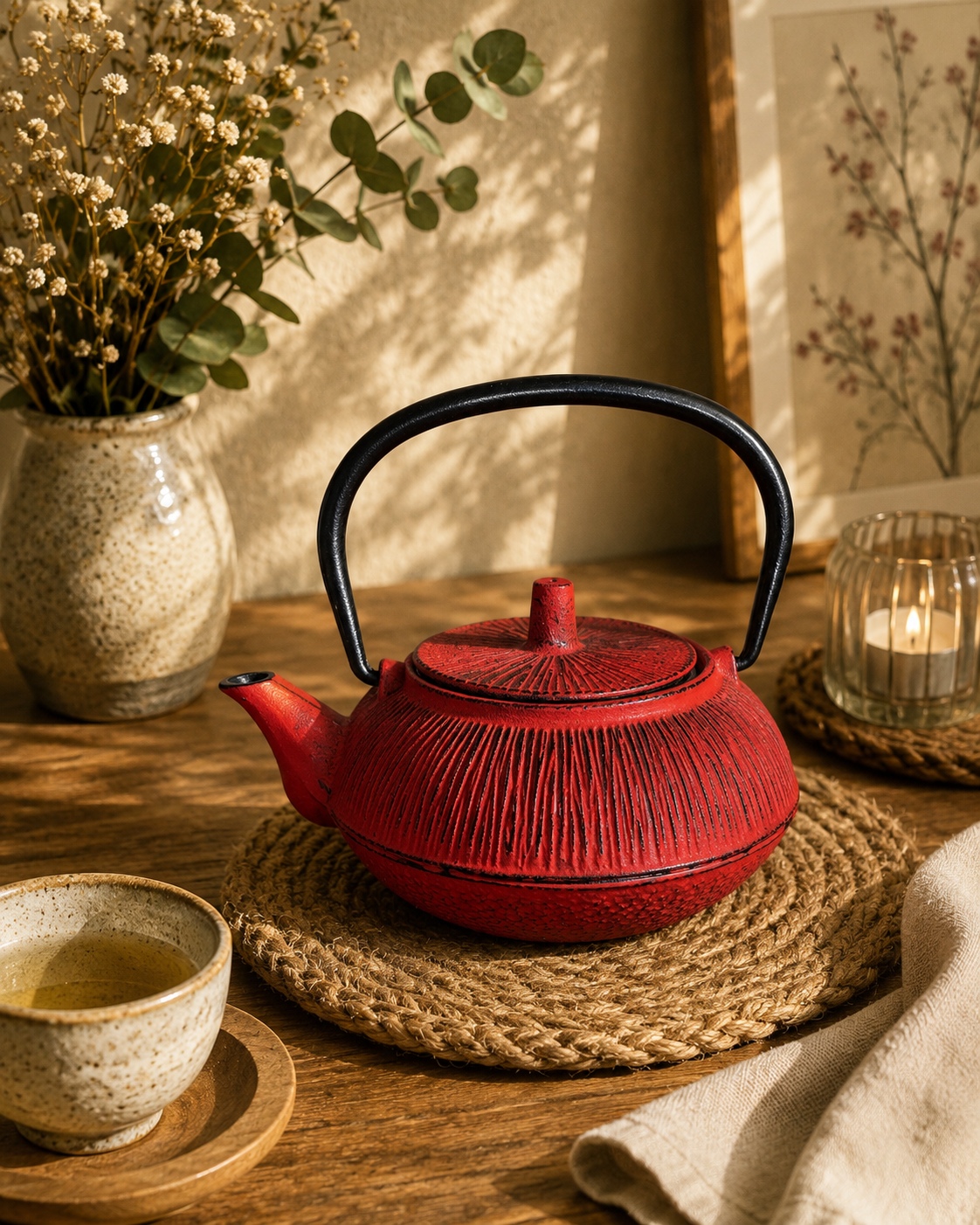 TETERA HIERRO FUNDIDO ROJA