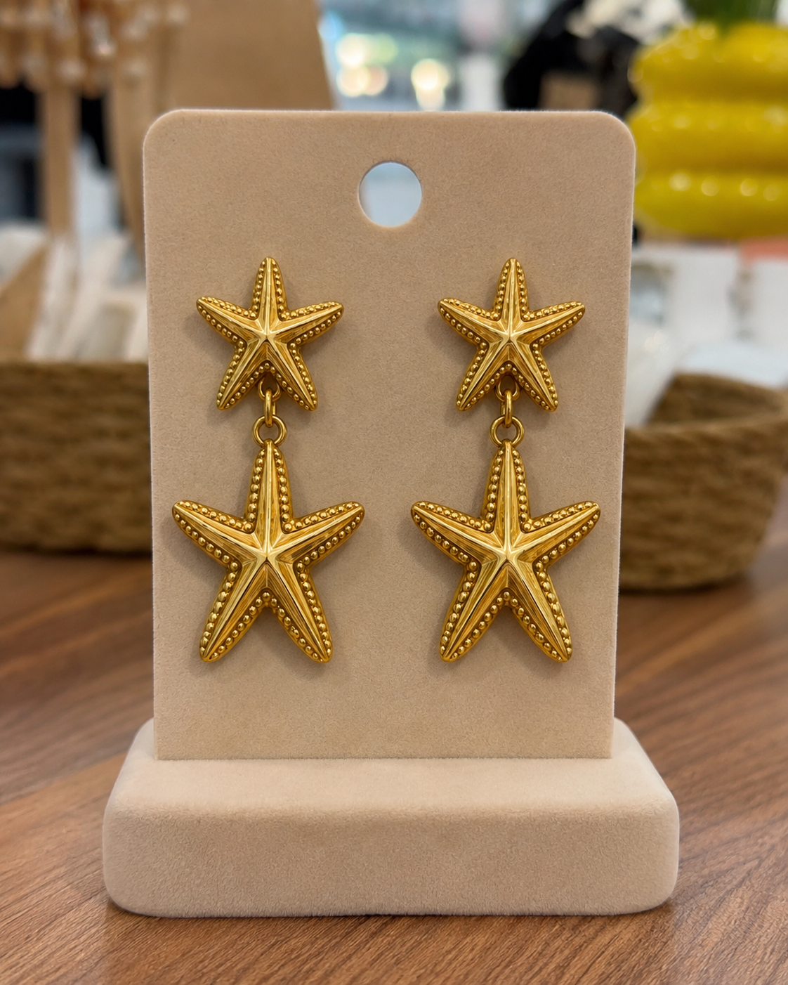 PENDIENTES ACERO DOBLE ESTRELLA