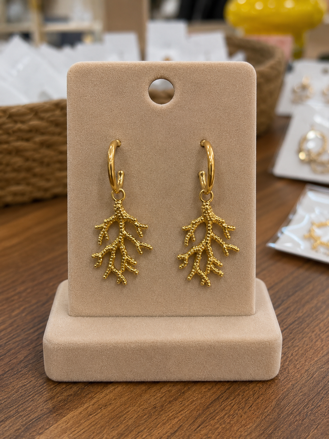 PENDIENTES ACERO CORAL MARINO