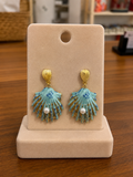 PENDIENTES ACERO CONCHA AZUL