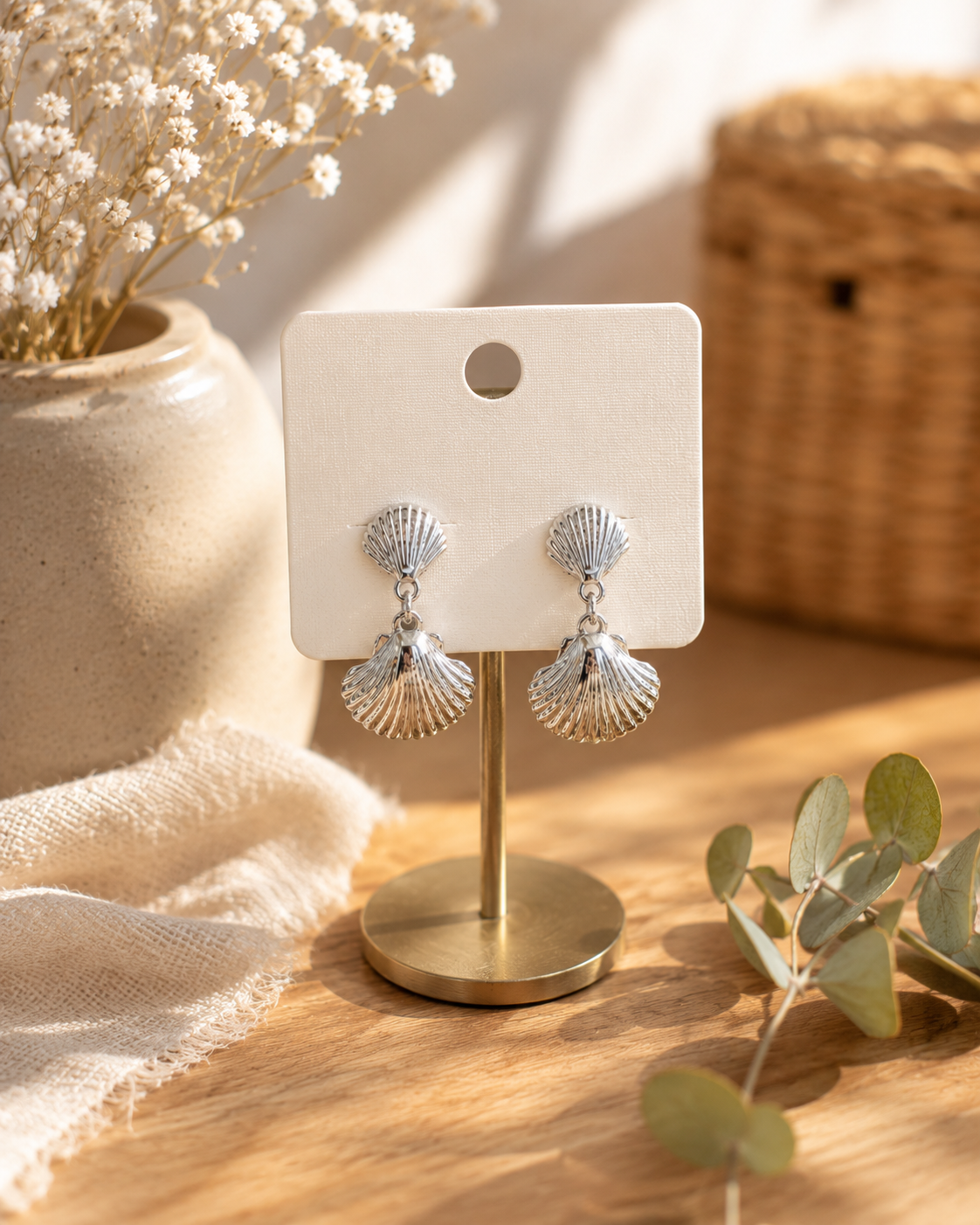 PENDIENTES ACERO CONCHA