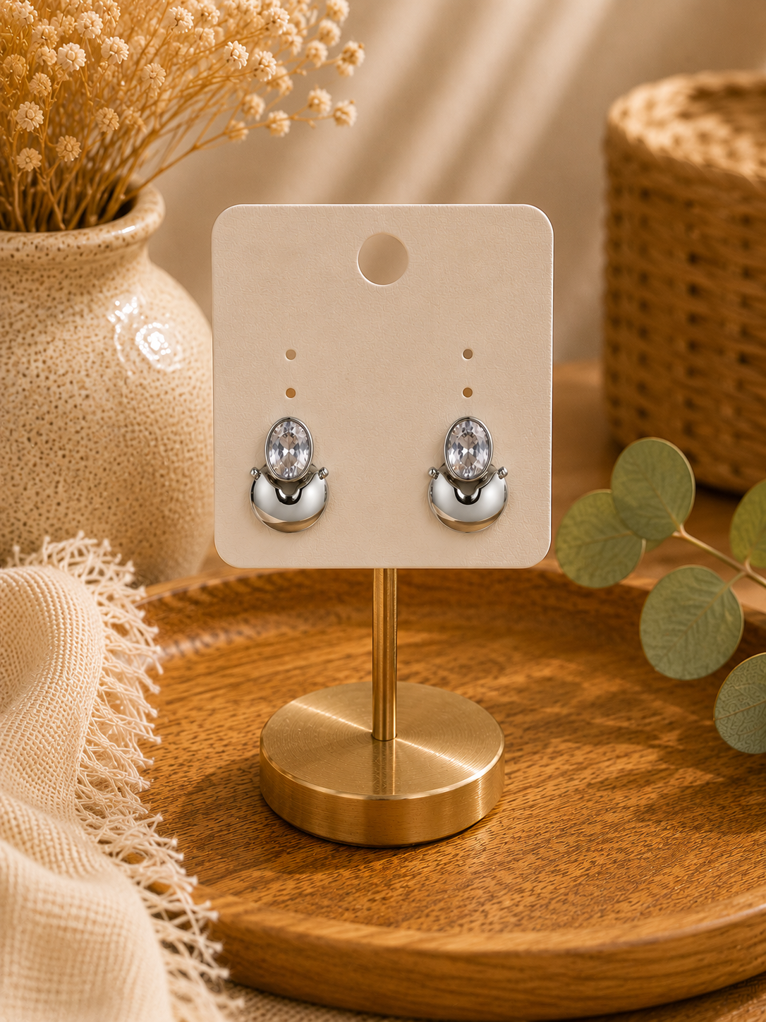 PENDIENTES ACERO PERLA Y CIRCONITA.